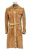 GUCCI (CO.) (ITALIAN, 1921) VINTAGE COGNAC SUEDE TRENCH COAT WITH BELT 