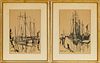 EMILE GRUPPE (AMERICAN, 1896-1978) STONE LITHOGRAPHS ON PAPER, PAIR, H 13", W 9", SHIPYARD SCENES 
