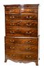 ENGLISH MAHOGANY CHEST ON CHEST, BOW FRONT, 18TH. C. H 72.5" W 43" D 21" 