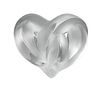 LALIQUE FROSTED CRYSTAL INTERTWINED HEARTS PAPERWEIGHT, L 2 1/2" 