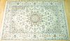 INDO-PERSIAN NAIN DESIGN HANDWOVEN WOOL WITH SILK HIGHLIGHTS RUG, W 5' 8", L 8' 4" 