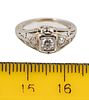 18K WHITE GOLD AND DIAMOND ENGAGEMENT RING, C 1930 SIZE 2 3/4 