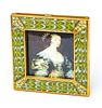 JAY STRONGWATER, JEWELED ENAMEL PICTURE FRAME H 3" DIA 3" 