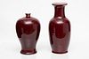CHINESE SANG DE BOEUF PORCELAIN VASES, GROUP OF TWO, H 14.5-18" DIA 8-8.5" 