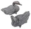 BRONZE DUCK SCULPTURES, GROUP OF TWO H 7.5" W 7" L 13" 