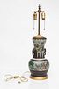 CHINESE CRACKLE GLAZE PORCELAIN VASE CONVERTED TO TABLE LAMP H 28" DIA 8.5" 