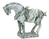 CHINESE CARVED SOAPSTONE SCULPTURE, 20TH C, H 7", L 8.25", TANG DYNASTY HORSE 