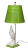 A. SANTINI (ITALY) COMPOSITE PARAKEET MOUNTED LAMP, H 34", W 7"