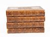 THE POLITICAL WORKS OF JOHN MILTON, LEATHER-BOUND BOOKS, VOLUMES 1-4, H 10", D 6.5"