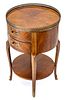 FRENCH STYLE MAHOGANY ROUND SIDE TABLE, H 25", DIA 15"