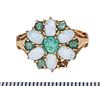 OPAL AND EMERALD RING, 14K, SIZE 6 