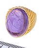 AMETHYST AND 14 KT GOLD OVAL CABOCHON MAN'S RING SIZE 8 