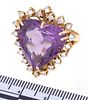 AMETHYST AND DIAMOND, 14 KT GOLD RING SIZE 5 1/2 