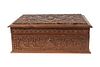 BALINESE  CARVED WOOD JEWELRY BOX, 20TH C., H 5", W 13.75", D 9.75" 