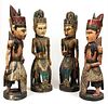 JAVANESE POLYCHROME CARVED WOOD FIGURES, FOUR PIECES, H 28.5" TO 31" 