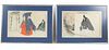 TSUKIOKA KOGYO (JAPANESE 1869-1927) OBAN WOODBLOCK PRINTS, 20TH C., TWO PIECES, H 9.5", W 14.25", NOH ACTORS 
