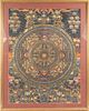 NEPALESE THANGKA, GOUACHE ON SILK WITH GILT HIGHLIGHTS, 20TH C., H 35", W 25.5" 