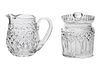 WATERFORD CRYSTAL PITCHER & BISCUIT JAR, 2 PCS, H 6"-7"