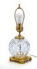 WATERFORD (EST. 1783), CRYSTAL GLOBE FORM TABLE LAMP, H 18", DIA 6.5"