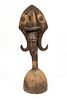 WEST AFRICAN CARVED WOOD, PIGMENT AND HAMMERED METAL MASK, H 34.25, W 11" 