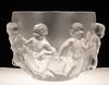 LALIQUE (CO.) (FRENCH, ESTABLISHED 1885) MOLDED & ETCHED GLASS LUXEMBOURG VASE, CIRCA 1968, H 8.375", DIA 12.5" 