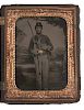 Civil War, Quarter Plate Ruby Ambrotype of Double-Armed Soldier 