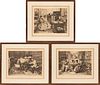 WALTER DENDY SADLER (BRITISH, 1854–1923) OFFSET LITHOGRAPHS ON PAPER, GROUP OF THREE H 13.5" W 18.25" INTERIOR SCENES 