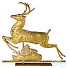 Full-bodied copper leaping stag weathervane