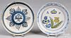 Two English Delftware Queen Anne plates
