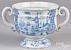 Large Delftware blue and white loving cup