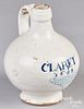 English Delftware Claret bottle, dated 1648