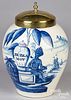 Delftware blue and white tobacco jar, 18th c.