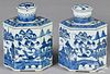 Pair of Chinese export porcelain tea caddies
