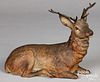 German painted terracotta recumbant deer