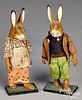 Pair of dressed rabbit candy containers