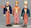 Three patriotic Uncle Sam composition dolls