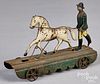 Fallows painted tin horse trainer pull toy