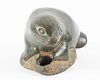 INUIT CARVED SOAPSTONE SEAL H 3" L 6.5" 