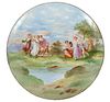 AFTER ANGELICA KAUFMANN, SCENIC PORCELAIN WALL PLAQUE C 1920 DIA 13.5" 