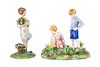 CROWN STAFFORDSHIRE ENGLAND, FIGURES OF CHILDREN C. 1950 LOT OF 2, H 9" L 10" 