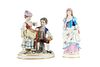 SITZENDORF PORCELAIN LADY/JESTER, ALSO CHILDREN WITH WATERING CAN C 1900 2 PCS. H 6" 