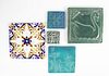 PEWABIC AND OTHER TILE MAKERS, LOT OF 5, ALSO FARNEN, TYGE 