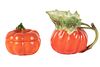 ROYAL BAYREUTH PORCELAIN TOMATO WARE, COVERED DISH AND CREAMER  C 1900 H 2 3/4" 