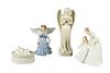ROYAL DOULTON AND OTHER PORCELAINS, LOT OF 4, H 7" ANGELS 