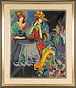 ISAAC MAIMON (FRENCH/ISRAELI, 1951) OIL ON CANVAS, H 22" W 18" TWO WOMEN AT CAFE TABLE 