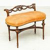 FRENCH STYLE CARVED WALNUT KIDNEY SHAPED BENCH, C. 1920, H 22", W 29" 