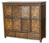 CHINESE BLACK AND GILT LACQUERED CABINET H 43.75", W 48.5", D 18.75" 