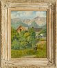 FRANZ PIPAL, OIL ON ACADEMY BOARD, 20TH C, H 18", W 14", TYROL MOUNTAIN SCENE WITH FIGURES 