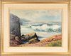 GEORGE F. HAMMOND (AMERICAN, 1855) OIL ON PANEL, 1931 H 22" W 30" WAVES CRASHING 
