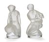 LALIQUE CRYSTAL FIGURINES, 2 PCS, H 4", LEDA AND THE SWAN & DIANA THE HUNTRESS 